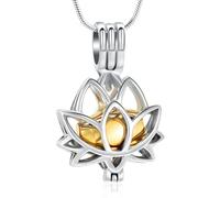 VCCWYQK Cremation Jewelry for Ashes - Lotus Flower Ashes Pendant Necklace with Mini Keepsake Urn Memorial Ash Jewelry-Silver&Gold