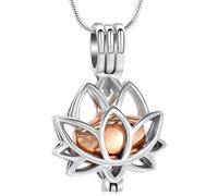 VCCWYQK Cremation Jewelry for Ashes - Lotus Flower Ashes Pendant Necklace with Mini Keepsake Urn Memorial Ash Jewelry-Silver&Rose
