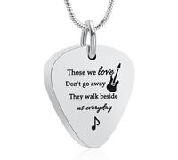 VCCWYQK Cremation Jewelry Guitar Pick Urn Necklaces for Ashes for Women Men Memorial Pendant Keepsake for Holder Ash of Lose Loved Ones