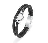VCCWYQK Cremation Jewelry Heart Urn Leather Bracelet for Ashes for Men Women Memorial Keepsake Braided Bracelet (Silver-22cm)