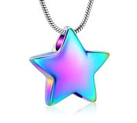 VCCWYQK Cremation Jewelry Small Star Urn Necklace for Ashes for Women Stainless Steel Memorial Necklace for Ashe Human Pet