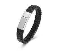 VCCWYQK Cremation Jewelry Urn Bracelet for Ashes for Men Women Keepsake Memorial Cuff Bangle Braided Leather Wristband Bracelet (B, 18CM)