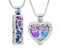 VCCWYQK Cremation Jewelry Urn Necklace for Ashes Pendant with Hollow Vial Cylinder Cremation Keepsake Memorial Lockets Ashes Holder for Women Men Pet (Colorful-3pc)