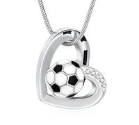 VCCWYQK Cremation Jewelry Urn Necklaces for Ashes Stainless Steel Pendant Sport Baseball Football Memorial Keepsake Necklace Ash Holder Keepsake (B-Heart-soccer ball)