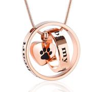 VCCWYQK Cremation Urn Neckalce for Ashes for Dog/Cat,Forever in My Heart,No Longer by My Side,Funeral Keepsake Urn Necklace Paw Print Memorial Necklace (A)