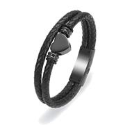 VCCWYQK Cross Urn Bracelet for Ashes Genuine Leather Memorial Ashes Jewelry Urn Bangles Locket Keepsake Bracelet for Men, 22cm, Stainless Steel, No Gemstone