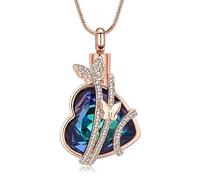 VCCWYQK Crystal Heart Urn Necklace for Ashes for Women Heart Shape Butterfly Urn Jewelry Stainless Steel Cremation Jewelry Memorial Ash Holder