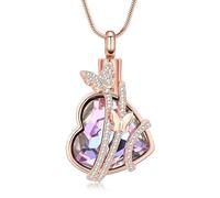VCCWYQK Crystal Heart Urn Necklace for Ashes for Women Heart Shape Butterfly Urn Jewelry Stainless Steel Cremation Jewelry Memorial Ash Holder