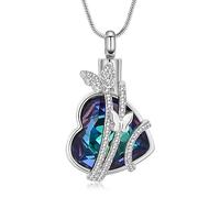 VCCWYQK Crystal Heart Urn Necklace for Ashes for Women Heart Shape Butterfly Urn Jewelry Stainless Steel Cremation Jewelry Memorial Ash Holder