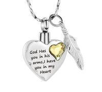 VCCWYQK Heart Urn Necklace for Ashes Cremation Jewelry Urn Necklace for Ashes-Your Wings were Ready but My Heart was Not (Yellow)
