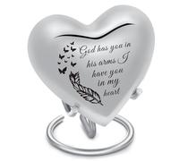VCCWYQK Heart Urns for Ashes for Women Men Pet Stainless Steel Cremation Keepsake Holds Small Portion of Remains with Stand, 8.5X7.7cm