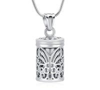 VCCWYQK Hollow Butterfly Cage Cylinder Urn Necklace for Ashes Cremation Jewelry Memorial Locket Pendant Loved Ones Funeral Keepsake for Women Men