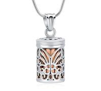 VCCWYQK Hollow Butterfly Cage Cylinder Urn Necklace for Ashes Cremation Jewelry Memorial Locket Pendant Loved Ones Funeral Keepsake for Women Men