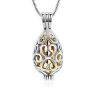 VCCWYQK Hollow Jar Urn Necklace for Ashes Forever in my heart Memorial Locket Pendant Cremation Jewelry for Women Men (D)