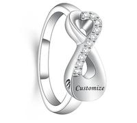 VCCWYQK Infinity Love Cremation Ring for Ashes Stainless Steel Hold Loved Ones Ash Keepsake Finger Ring Urn Locket Memorial Jewelry for Women (Customize, D)
