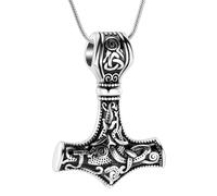 VCCWYQK Mjolnir Thor Hammer Cremation Jewelry for Ashes for Women Men Stainless Steel Celtic Knot Keepsake Memorial Pendant for Ashes Holder