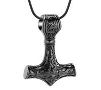 VCCWYQK Mjolnir Thor Hammer Cremation Jewelry for Ashes for Women Men Stainless Steel Celtic Knot Keepsake Memorial Pendant for Ashes Holder