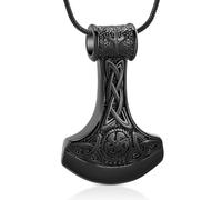 VCCWYQK Mjolnir Thor Hammer Cremation Jewelry for Ashes for Women Men Stainless Steel Celtic Knot Urn Necklace Pendant for Ashes Holder Keepsake (Z-1)