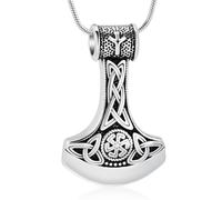 VCCWYQK Mjolnir Thor Hammer Cremation Jewelry for Ashes for Women Men Stainless Steel Celtic Knot Urn Necklace Pendant for Ashes Holder Keepsake (Z-2)