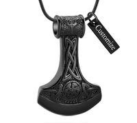 VCCWYQK Mjolnir Thor Hammer Cremation Jewelry for Ashes for Women Men Stainless Steel Celtic Knot Urn Necklace Pendant for Ashes Holder Keepsake