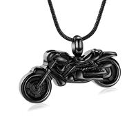 VCCWYQK Motorcycle Urn Necklace Cremation Jewelry for Ashes for Men Motorbike Necklace Pendent Stainless Steel Keepsake Memorial Gift