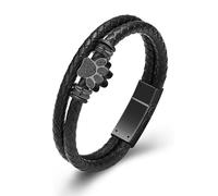 VCCWYQK Paw Print Urn Bracelet for Ashes for Women Men Keepsake Memorial Cuff Bangle Braided Leather Bracelet Cremation Jewellery, one size, Stainless Steel, No Gemstone