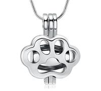 VCCWYQK Paw Print Urn Necklace for Ashes Cremation Jewelry Memorial Locket Urn Necklace Keepsake for Pet Human, One Size, Stainless Steel, No Gemstone