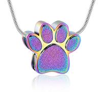 VCCWYQK Paw Print Urn Necklace for Ashes for Cat Dog Cremation Jewelry for Ashes Urn Necklace Keepsake Jewelry for Man/Women Ashes Memorial Gifts