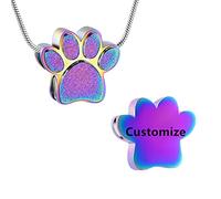VCCWYQK Paw Print Urn Necklace for Ashes for Cat Dog Cremation Jewelry for Ashes Urn Necklace Keepsake Jewelry for Man/Women Ashes Memorial Gifts