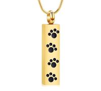 VCCWYQK Paw Print Urn Necklaces for Ashes for Dog Cat Bar Cremation Jewelry Keepsake Gifts Memorial Pendant for Human Pet Loved Ones