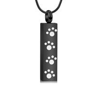 VCCWYQK Paw Print Urn Necklaces for Ashes for Dog Cat Bar Cremation Jewelry Keepsake Gifts Memorial Pendant for Human Pet Loved Ones