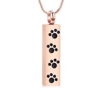 VCCWYQK Paw Print Urn Necklaces for Ashes for Dog Cat Bar Cremation Jewelry Keepsake Gifts Memorial Pendant for Human Pet Loved Ones