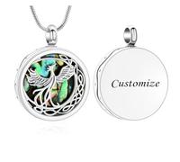 VCCWYQK Phoenix Urn Necklace for Ashes Stainless Steel Cremation Jewelry Abalone Shell Celtic Crescent Memorial Pendant for Women Men Loved One