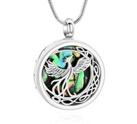 VCCWYQK Phoenix Urn Necklace for Ashes Stainless Steel Cremation Jewelry Abalone Shell Celtic Crescent Memorial Pendant for Women Men Loved One