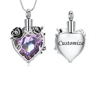 VCCWYQK Rose Flower Heart Urn Necklaces for Ashes for Women Stainless Steel Cremation Jewelry Memorial Ashes Pendant for Human