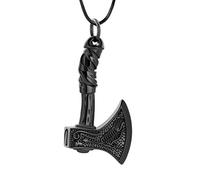 VCCWYQK Thor Axe Cremation Jewelry for Ashes for Women Men Viking Axe Memorial Pendant Urn Necklace for Loved One Ashes Holder, Stainless Steel, No Gemstone