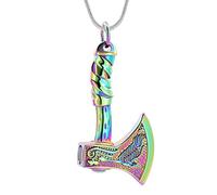 VCCWYQK Thor Axe Urn Necklace for Ashes for Women Men Viking Axe Stainless Steel Memorial Pendant Urn Necklace for Loved One Ashes Holder
