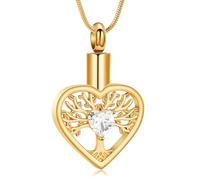 VCCWYQK Tree of Life Heart Urn Necklace for Ashes for Women Cremation Jewelry for Loved Ones Memorial Locket Keepsake Pendant for Human Ash Holder