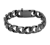 VCCWYQK Urn Bracelet for Ashes for Men Stainless Steel Cuban Link Chain Bracelet for Ashes Cremation Jewelry Memorial Keepsake Ash Holder Bracelet (22cm, Black)