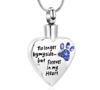 VCCWYQK Urn Necklace for Ashes Personalized Urn Pendant Heart Necklace Pets Paw Print Keepsake Waterproof Memorial Gifts for Dogs