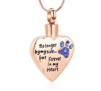 VCCWYQK Urn Necklace for Ashes Personalized Urn Pendant Heart Necklace Pets Paw Print Keepsake Waterproof Memorial Gifts for Dogs