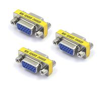 VCE 3 Pack HD15 VGA SVGA Female to Female Mini Gender Changer Coupler Adapter