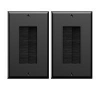 VCE Brush Wall Plate, Single Gang Brush Plates Cable Pass Through for Covering Wall Hole with TV/HDMI/Ethernet Wires, 2 Pack in Black