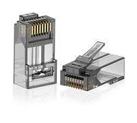 VCE CAT6 RJ45 Pass Through Connector, UL Listed, 8P8C RJ45 Plugs | Gold Plated | Compatible with Cat6/Cat5e/Cat5 UTP Solid & Stranded Network Cables | Black Modular Plugs