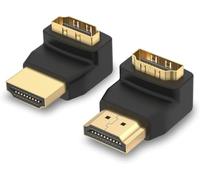 VCE Right Angle HDMI Adapter 90 Degree and 270 Degree, Male to Female HDMI 2.0 Connector for 4K & 3D, Wall Mounted TV/Laptop/Roku Stick, 2PCS (1 Pair)