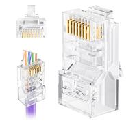 VCE RJ45 Connector Pass Through, CAT5/5E, 50 PCS, Gold Plated | UL Listed 8P8C LAN Modular Plug | Suitable for UTP Solid & Stranded LAN Cables