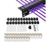 VCE RJ45 Connector Pass Through Cat6 25 Pack with VCELINK 24 Port Keystone Patch Panel 1U 19-Inch, with 25-Pack UL-Listed UTP CAT6 Keystone Coupler and Removable Cable Management Bar