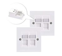 VCE RJ45 Socket Cat6 Ethernet Wall Socket Double Port Faceplate Flat Wall Plate For CAT6/CAT5E/CAT5 Network Cable With Keystone Jack Modular 2 Sets
