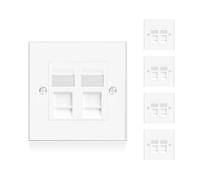 VCE RJ45 Socket Cat6 Ethernet Wall Socket Double Port Flat Face Wall Plate for CAT6/CAT5E/CAT5 Network Cable with Network Modular 5 Sets