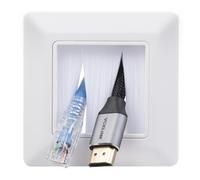 VCE Screwless Brush Faceplate White, Wall Outlet Cable Entry Plate